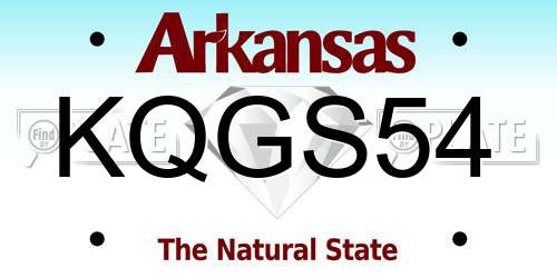 KQGS54 Arkansas License Plate