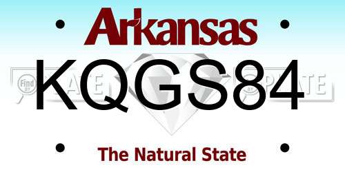 KQGS84 Arkansas License Plate