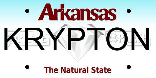 KRYPTON Arkansas License Plate