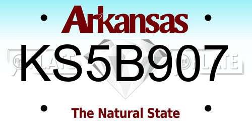KS5B907 Arkansas License Plate