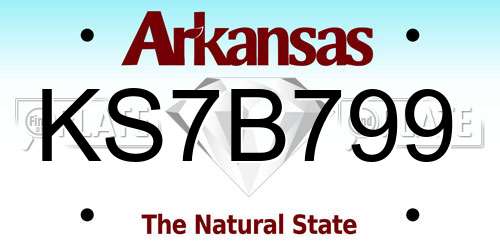 KS7B799 Arkansas License Plate