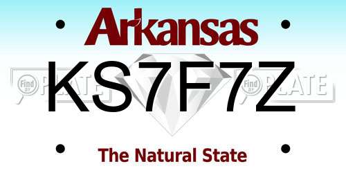 KS7F7Z Arkansas License Plate