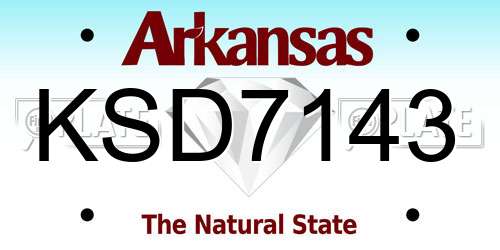 KSD7143 Arkansas License Plate