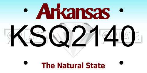 KSQ2140 Arkansas License Plate
