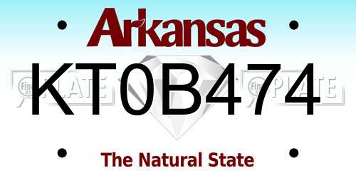 KT0B474 Arkansas License Plate