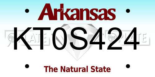 KT0S424 Arkansas License Plate
