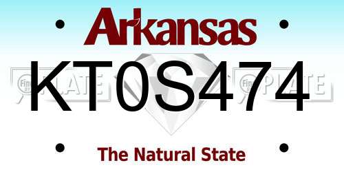 KT0S474 Arkansas License Plate