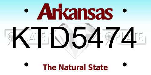 KTD5474 Arkansas License Plate