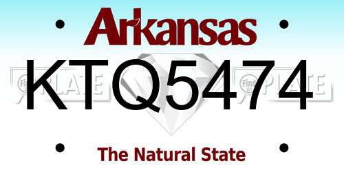 KTQ5474 Arkansas License Plate