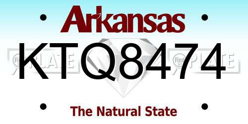 KTQ8474 Arkansas License Plate