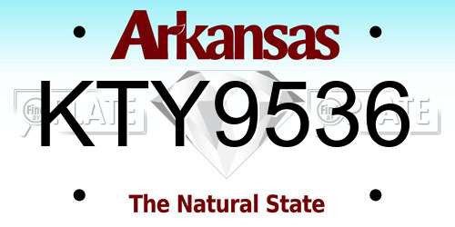 KTY9536 Arkansas License Plate
