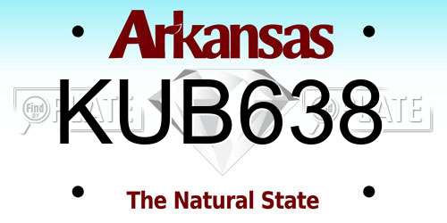 KUB638 Arkansas License Plate