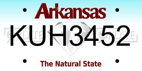 KUH3452 Arkansas License Plate