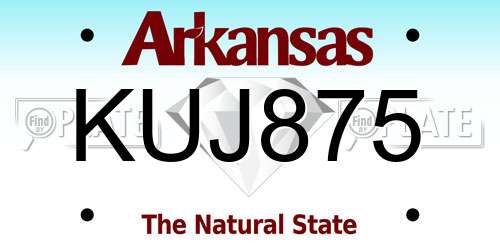 KUJ875 Arkansas License Plate