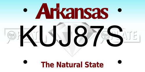 KUJ87S Arkansas License Plate