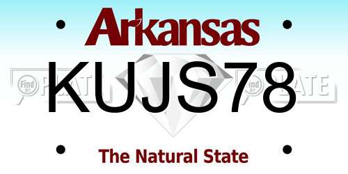 KUJS78 Arkansas License Plate