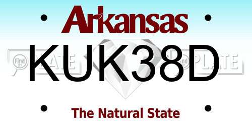 KUK38D Arkansas License Plate