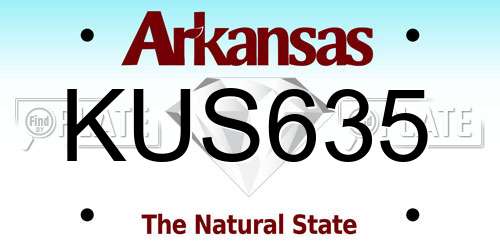 KUS635 Arkansas License Plate