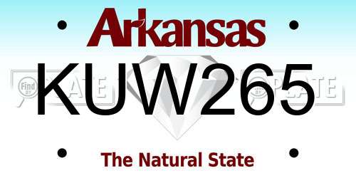 KUW265 Arkansas License Plate