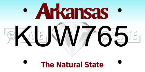 KUW765 Arkansas License Plate