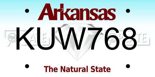 KUW768 Arkansas License Plate