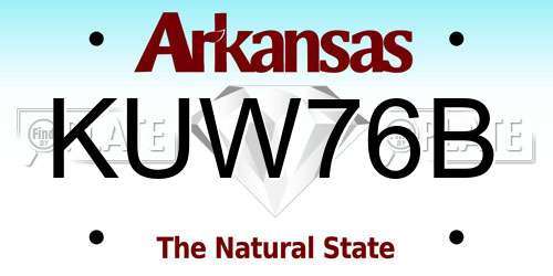 KUW76B Arkansas License Plate