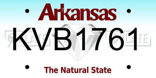 KVB1761 Arkansas License Plate