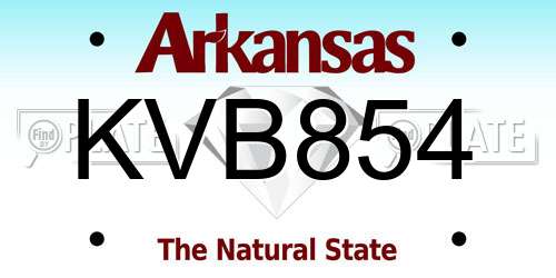 KVB854 Arkansas License Plate
