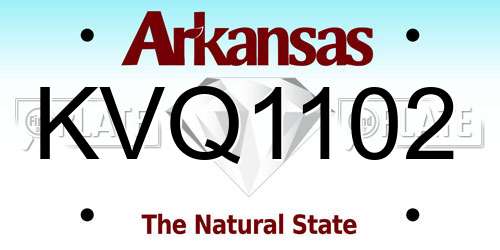 KVQ1102 Arkansas License Plate