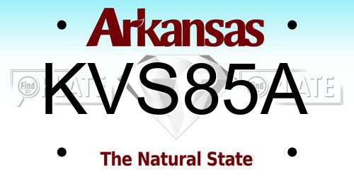 KVS85A Arkansas License Plate