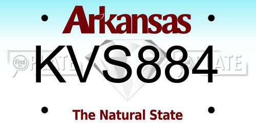 KVS884 Arkansas License Plate