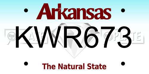 KWR673 Arkansas License Plate