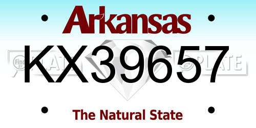 KX39657 Arkansas License Plate