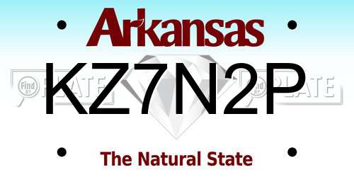 KZ7N2P Arkansas License Plate