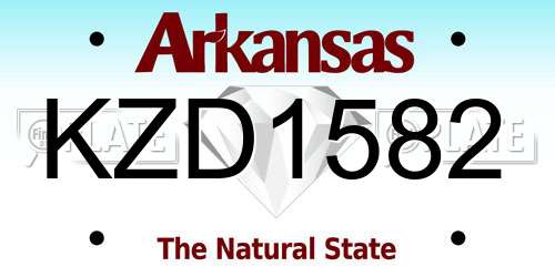 KZD1582 Arkansas License Plate