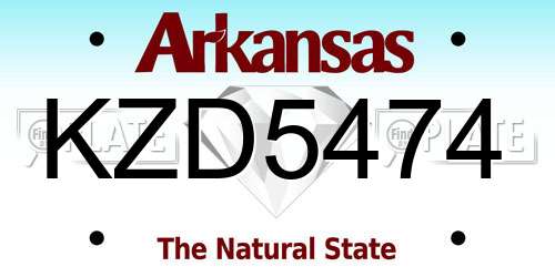 KZD5474 Arkansas License Plate