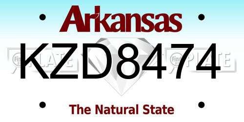 KZD8474 Arkansas License Plate