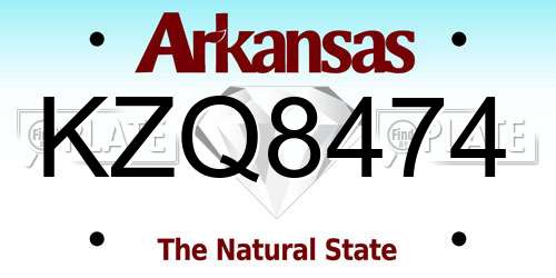 KZQ8474 Arkansas License Plate