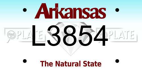 L3854 Arkansas License Plate