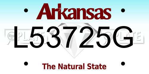 L53725G Arkansas License Plate