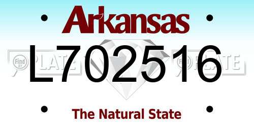L702516 Arkansas License Plate