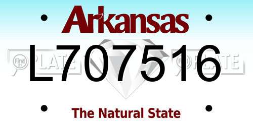 L707516 Arkansas License Plate