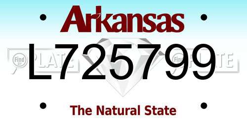 L725799 Arkansas License Plate