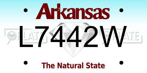 L7442W Arkansas License Plate