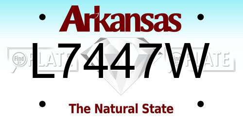L7447W Arkansas License Plate