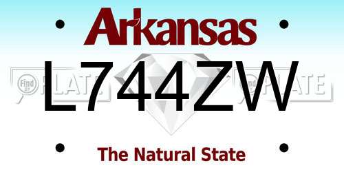L744ZW Arkansas License Plate