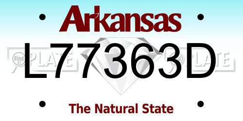 L77363D Arkansas License Plate
