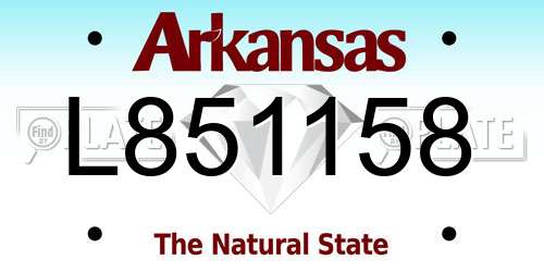 L851158 Arkansas License Plate