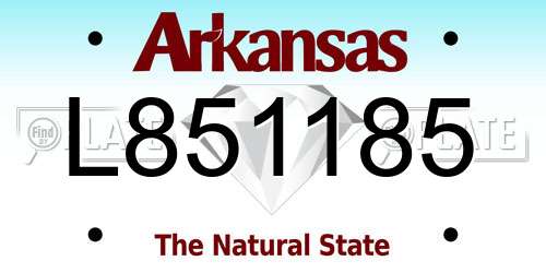 L851185 Arkansas License Plate