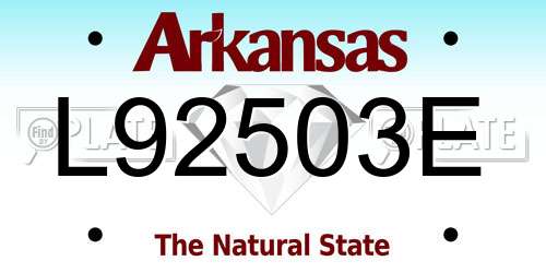 L92503E Arkansas License Plate